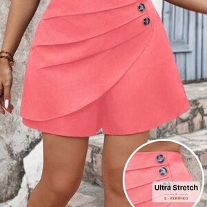 Stylish Coral Skorts with Button Accents